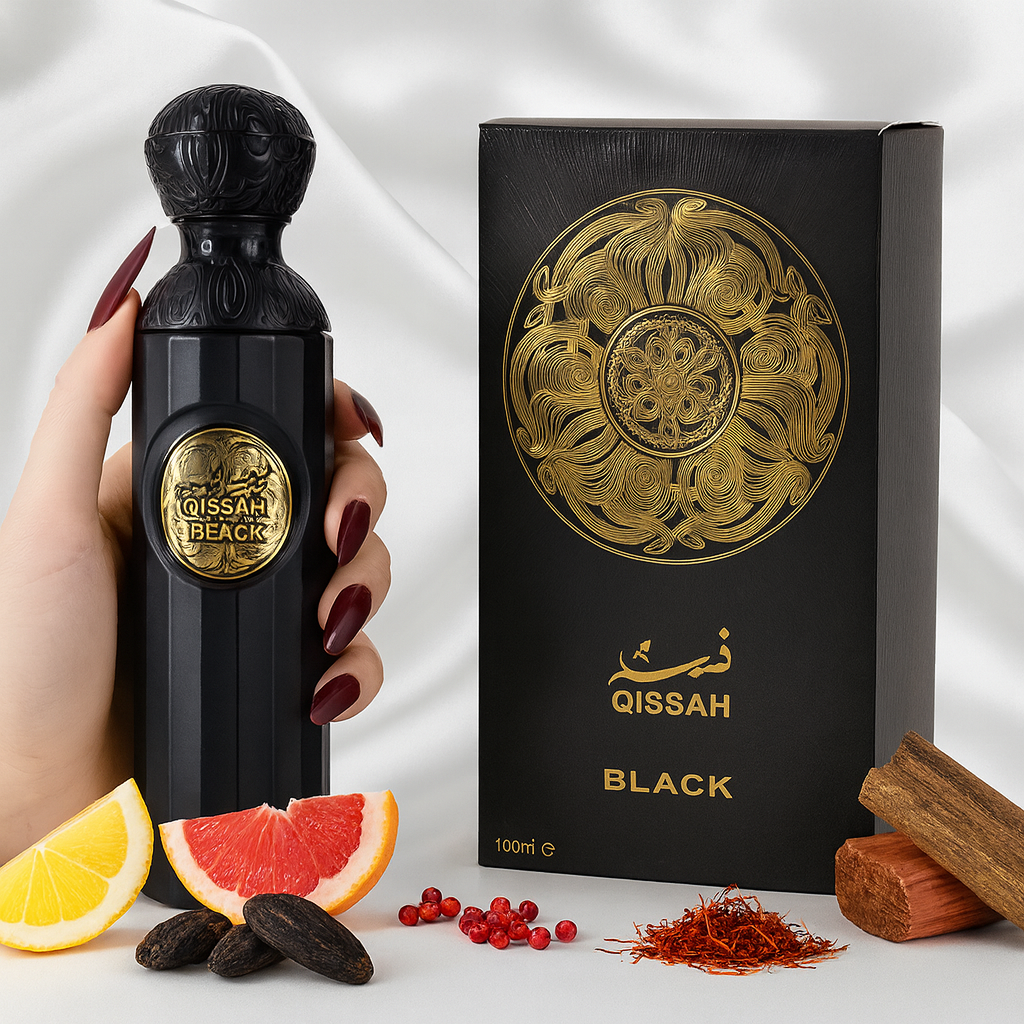 Qissah Black Eau de Parfum Cologne Perfume 100ml | Unisex Luxury Oriental Floral Fragrance