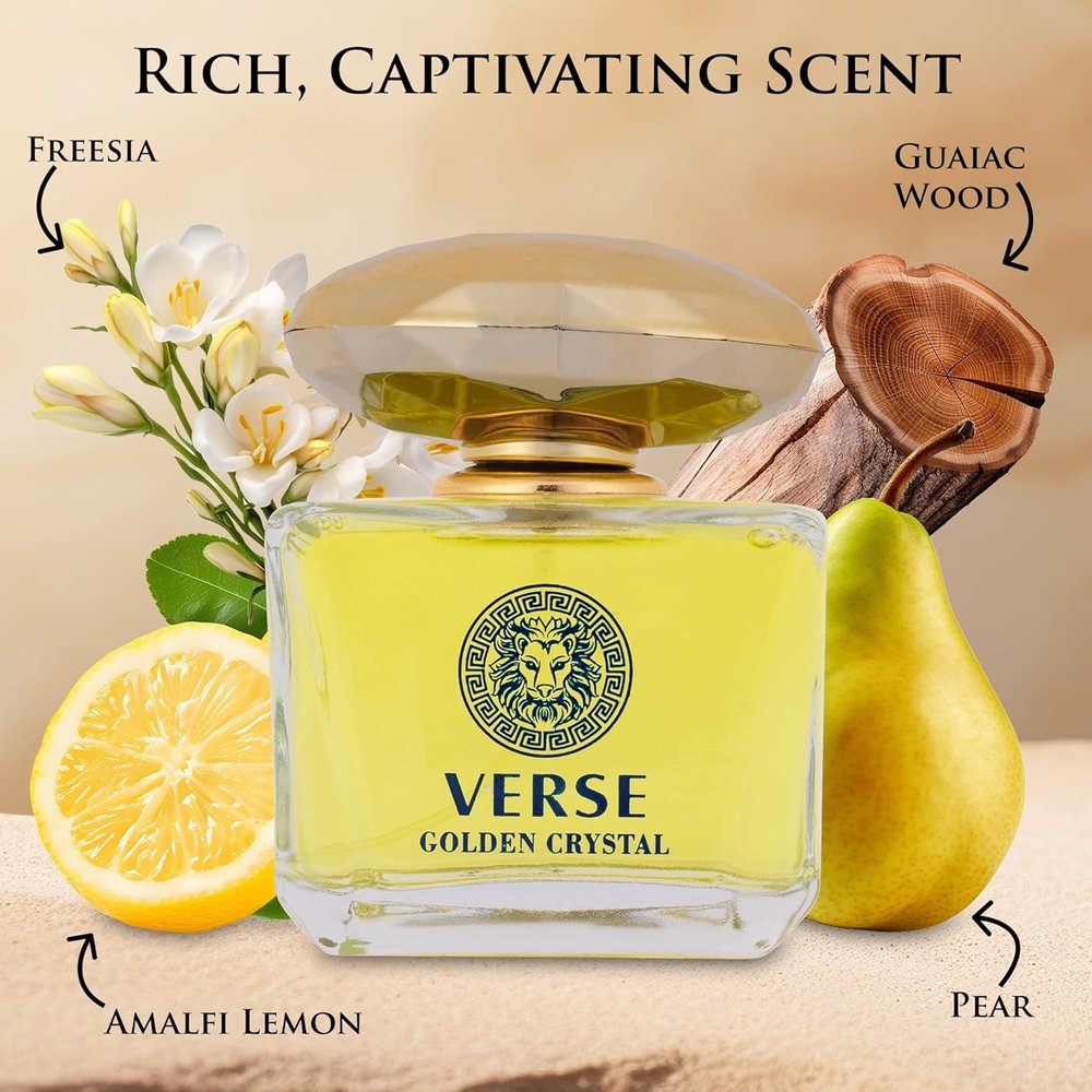 Verse Golden Crystal Perfume 3.4oz Inspired By Versace Yellow Diamond image 1