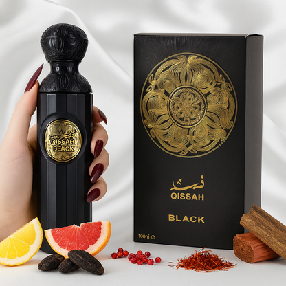 Qissah Black Eau de Parfum Cologne Perfume 100ml | Unisex Luxury Oriental Floral Fragrance