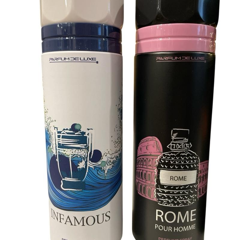 Parfum De Luxe Men's Perfume Body Spray Collection - Set of 4 Scents 200ml Each | Long Lasting Bold Masculine Fragrances | INFAMOUS, ROME, LE CHARMEUR, BLEU Pour Homme