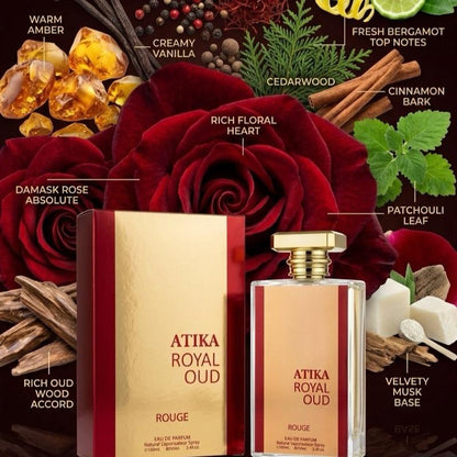 Atika Royal Oud Rouge Perfume Cologne - 3.4oz EDP - Unisex fragrance