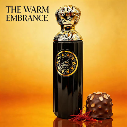 Qissah Black Eau de Parfum for Men 3.4 Fl Oz | Long Lasting Citrus Woody Fragrance | Elegant Glass Spray Bottle | Cologne