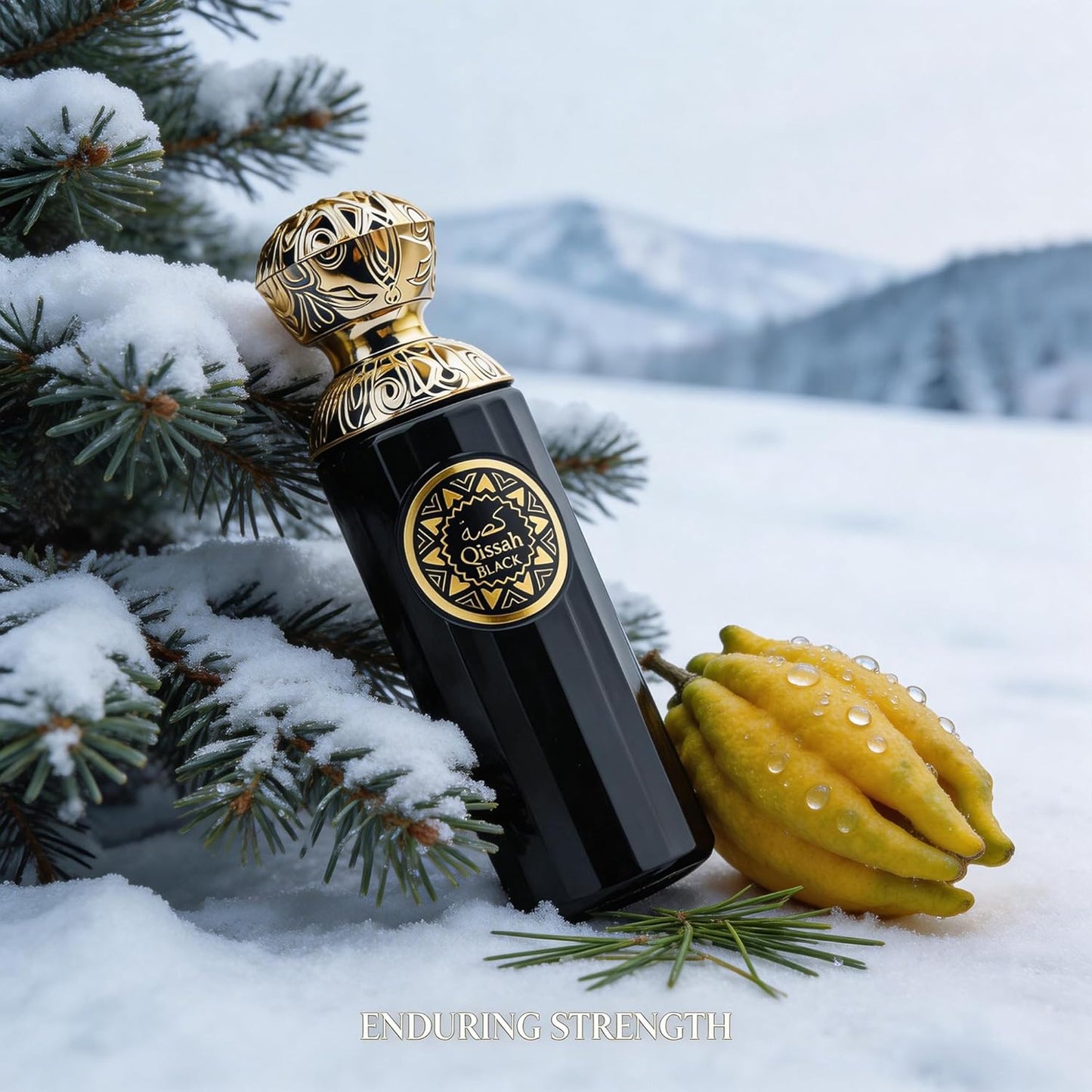 Qissah Black Eau de Parfum for Men 3.4 Fl Oz | Long Lasting Citrus Woody Fragrance | Elegant Glass Spray Bottle | Cologne