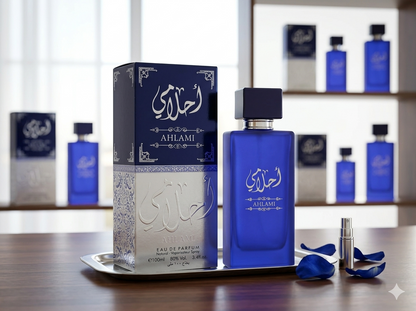 AHLAMI Eau De Parfum Unisex (100ml) | Luxury Cobalt Blue Intense Scent – Men's & Women's