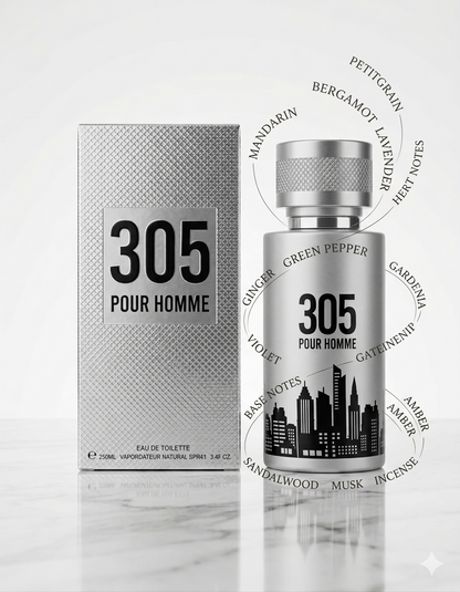 305 Pour Homme Cologne for men - 3.4oz - Inspired by Carolina Herrera 212