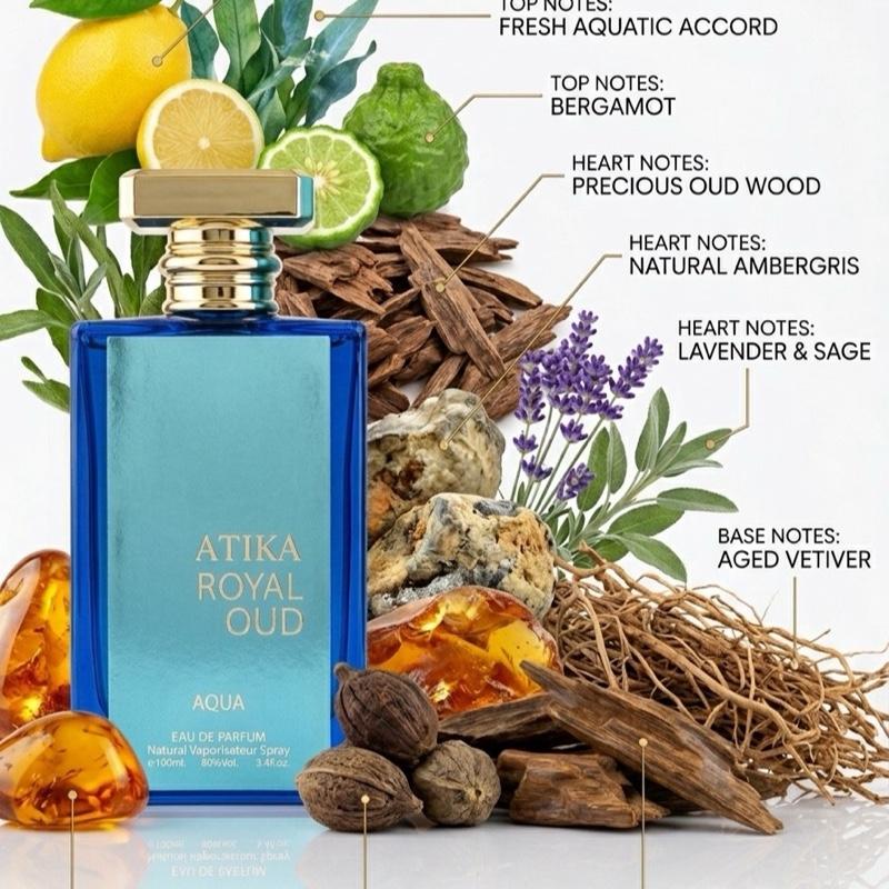 Atika Royal Oud Aqua Perfume Cologne - 3.4oz EDP - Unisex fragrance