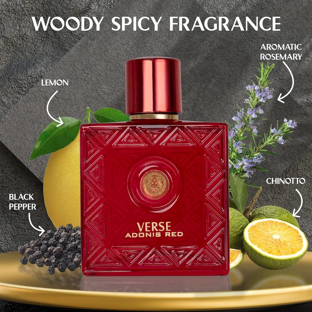 VERSE ADONIS RED For Men Eau de Parfum 3.4oz - Inspired by Versace Eros Flame image 1