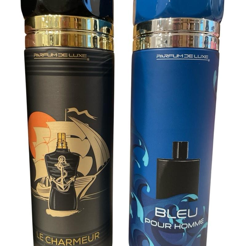 Parfum De Luxe Men's Perfume Body Spray Collection - Set of 4 Scents 200ml Each | Long Lasting Bold Masculine Fragrances | INFAMOUS, ROME, LE CHARMEUR, BLEU Pour Homme