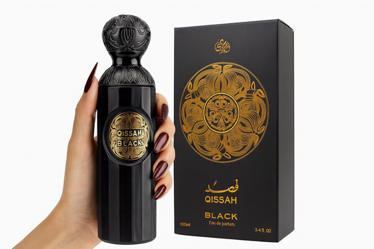 Qissah Black Eau de Parfum Cologne Perfume 100ml | Unisex Luxury Oriental Floral Fragrance