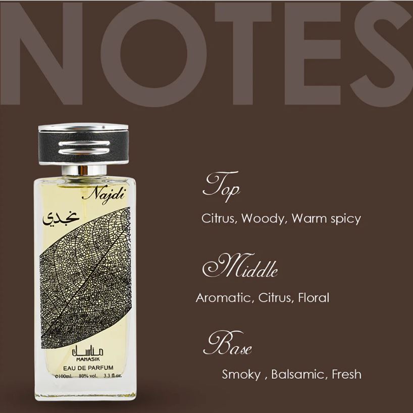 Najdi by Manasik Eau De Parfum 100ml – Citrus, Woody, Warm Spicy, Aromatic & Smoky Unisex Fragrance