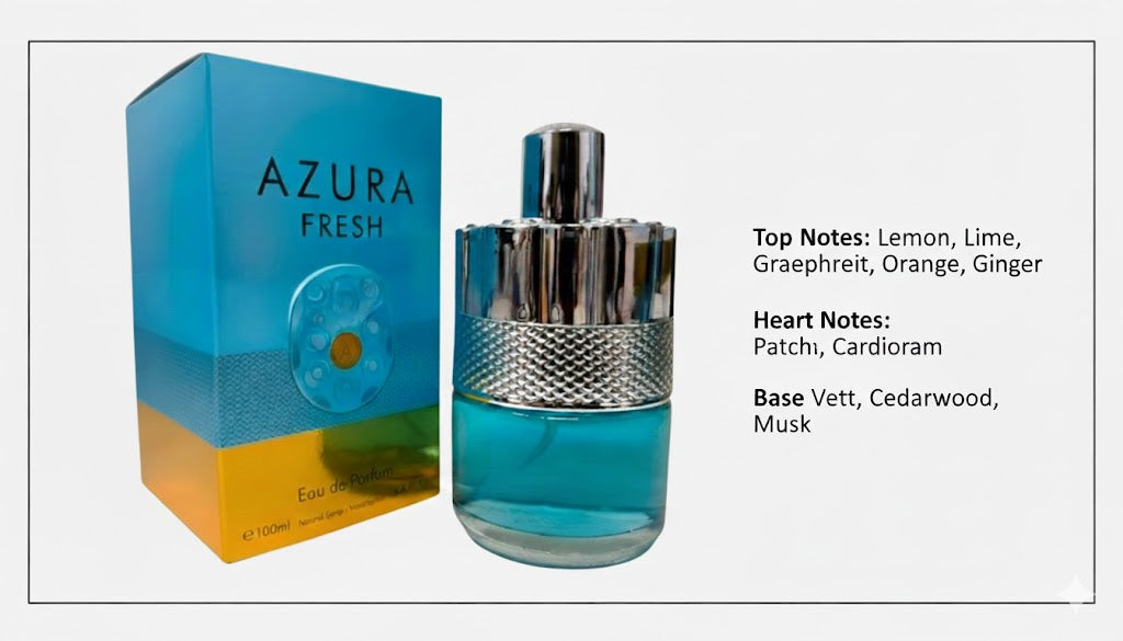 AZURA FRESH MEN'S COLOGNE - 3.4OZ EDP - INSPIRED BY AZZARO TONIC
